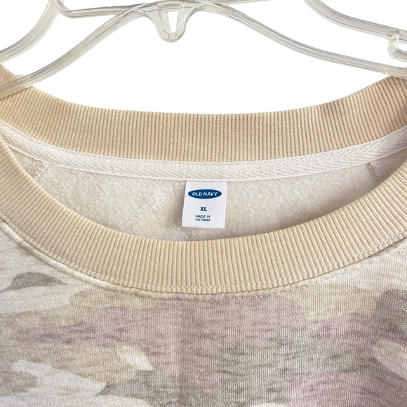 OLD NAVY Camo Sweatshirt Cream & Gray Long Sleeve EXTRA LARGE - Picture 3 of 8